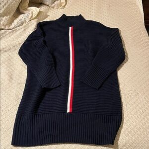 Tommy Hilfiger Navy Long Sleeve Dress with Red and White Stripe
